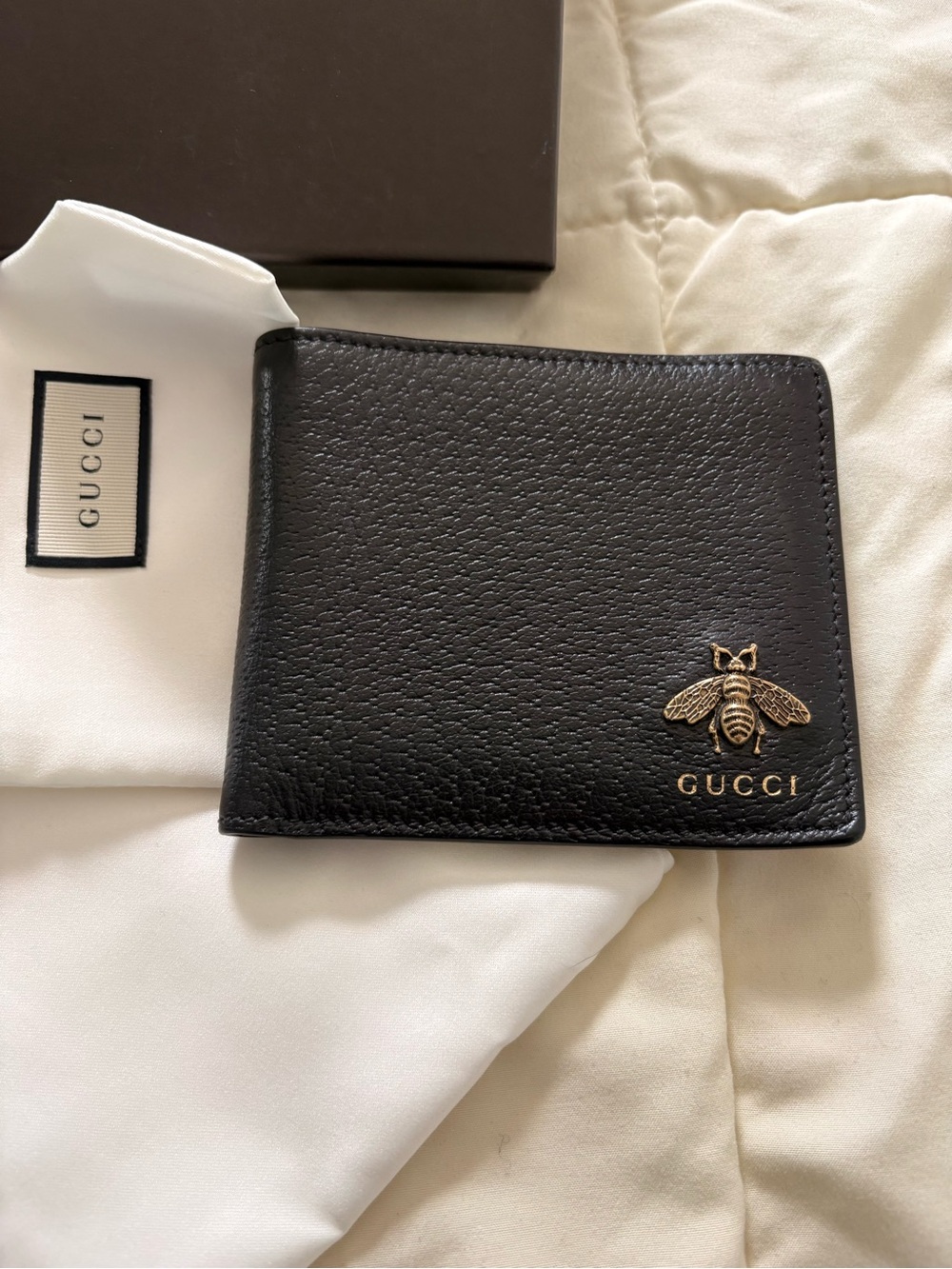 NEW Gucci Animalier Black Leather Bi-Fold Wallet